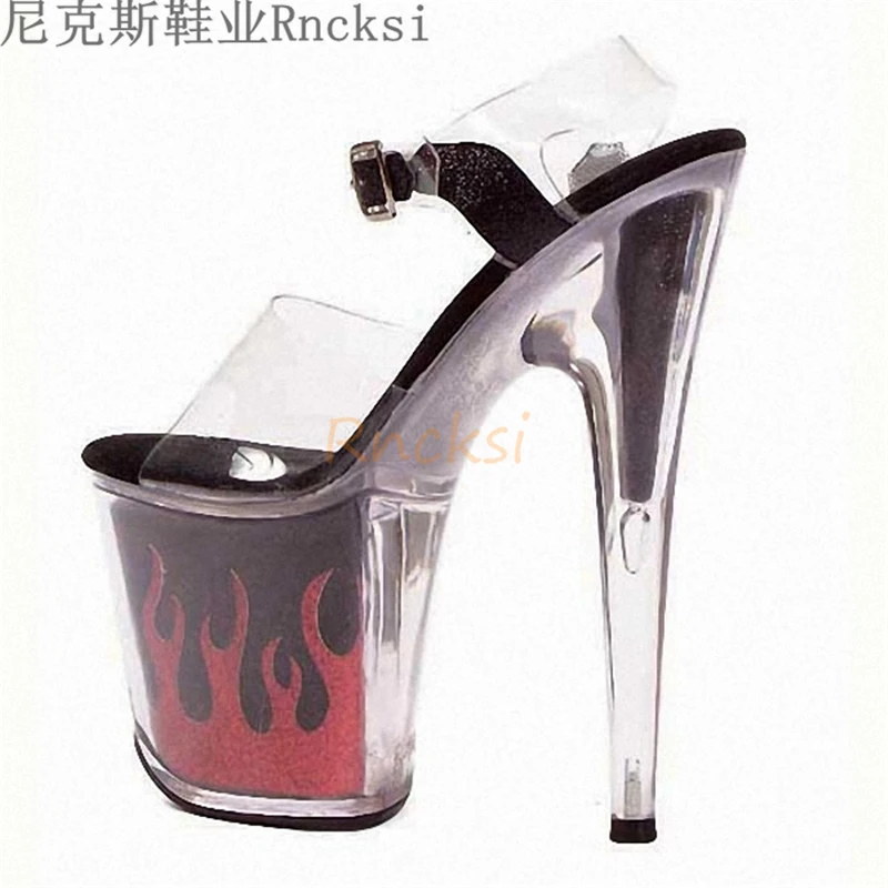 Сексуальная популярная женская летняя обувь Rncksi с эффектом пламени 20 см | Обувь