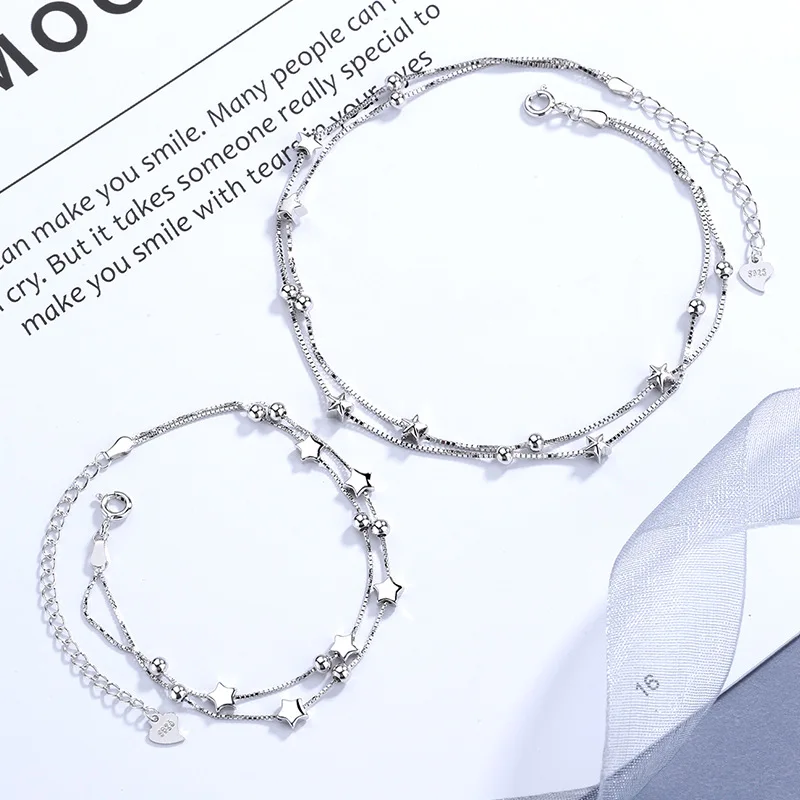 

High quality real s925 material bracelets ankle fashion jewelry charm bracelet female brace lace fashion accessories jewel women