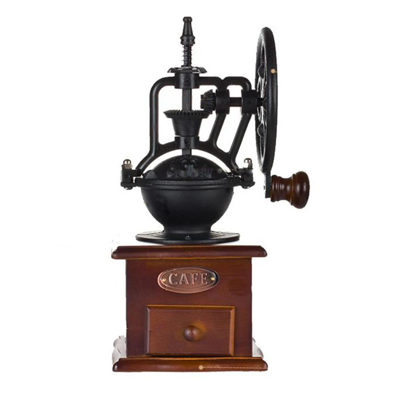 

Manual Coffee Grinder Antique Cast Iron Hand Crank Coffee Mill With Grind Settings & Catch Drawer