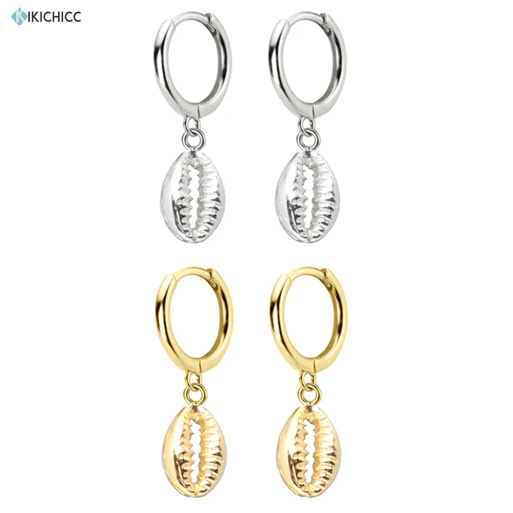 

Женские серьги-подвески Kikichicc, из стерлингового серебра 925 пробы, в виде золотого ракушки, свисающие очаровательные серьги, 2020