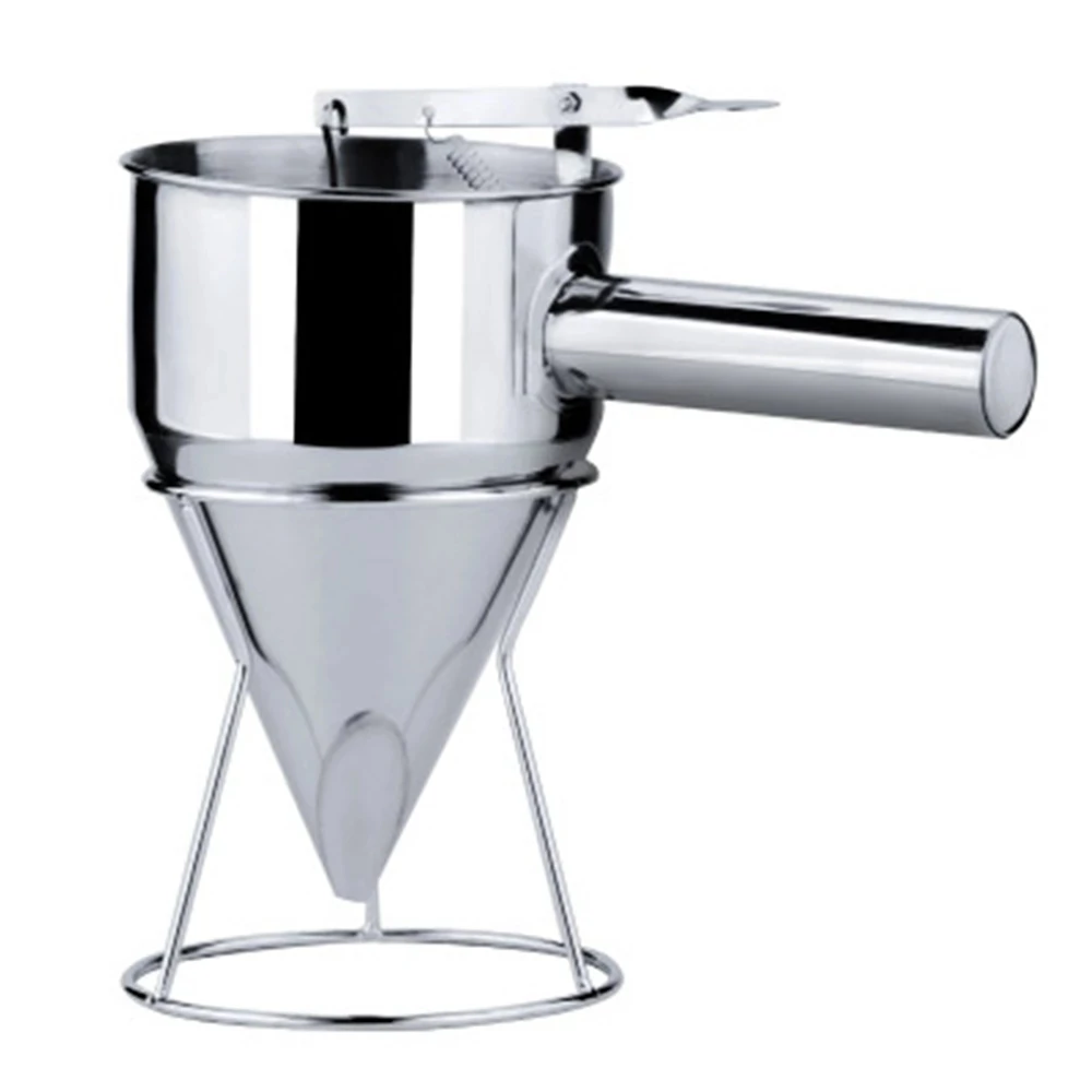 

Stainless Steel Plunger Funnel Manual Control Cream Chocolate Sauce Stand Octopus Balls Tool with Rack Home Baking Cupcake Tools