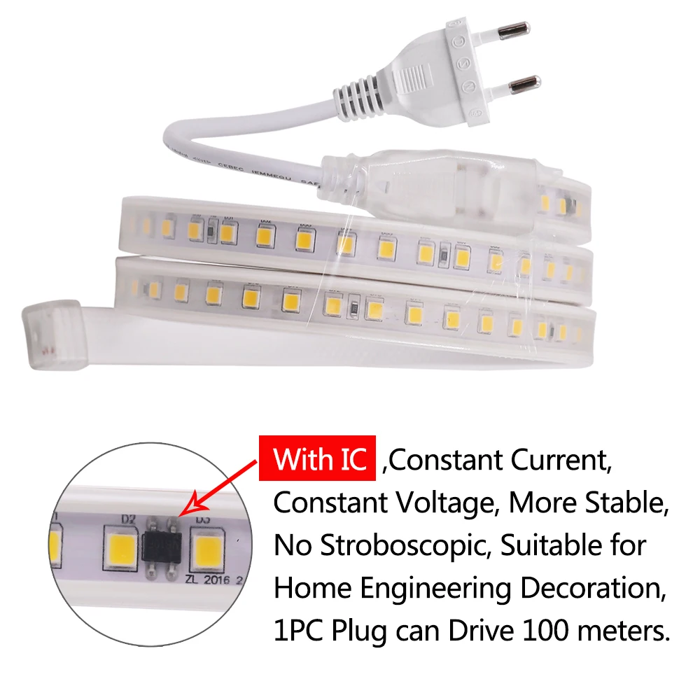 Светодиодная лента AC 220V SMD 4040 100 светодиодный s/m наружная Водонепроницаемая