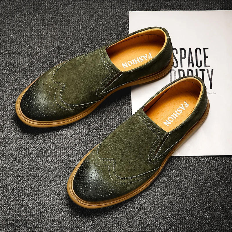 

Мужские Нескользящие замшевые туфли на плоской подошве, Брендовые повседневные лоферы, ретро деловые модные Универсальные уличные туфли б...