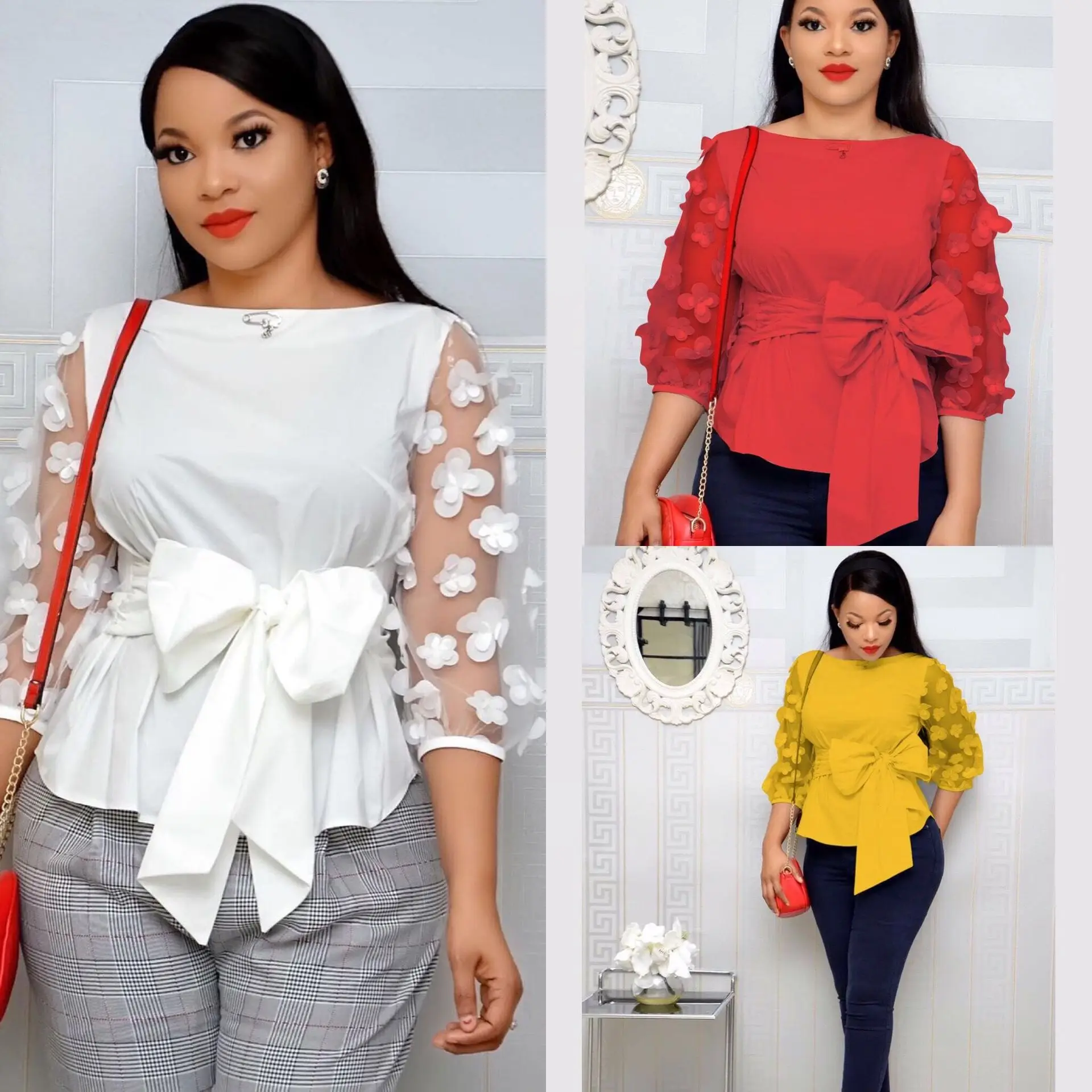2019 S-4XL женские модные блузки в горошек пикантные сетчатые Прозрачные рубашки