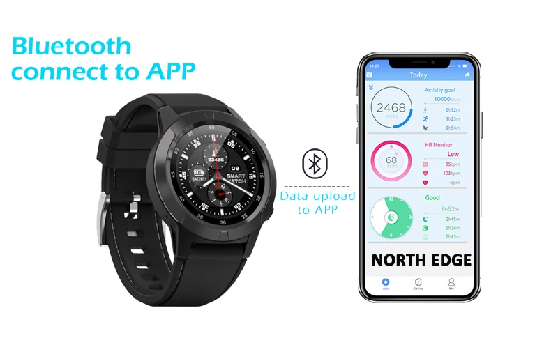 North Edge gps мужские Смарт-часы, шагомер, спортивные Смарт-часы, пульсометр, кровяное давление, Bluetooth, альтиметр, компас, часы