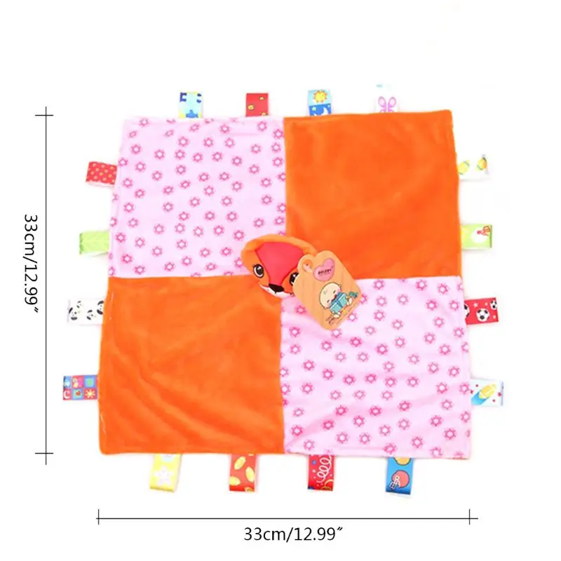 

Newborn Appease Towel with Rattle Comforter Baby Soothing Handkerchief Blanket Sleep Soothe Toys