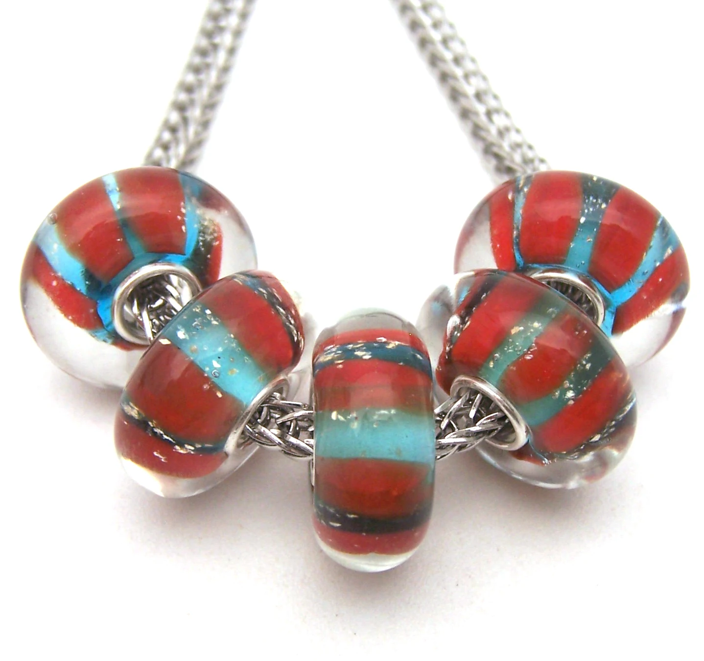 

JGWG3181 5X 100% Authenticity S925 Sterling Silver Beads Murano Glass beads Fit European Charms Bracelet diy jewelry Lampwork