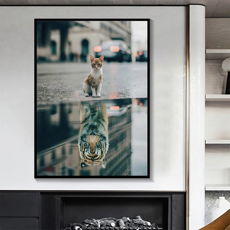 Фото Современная картина с рисунком животных Лев или кошка пижамы для малыша