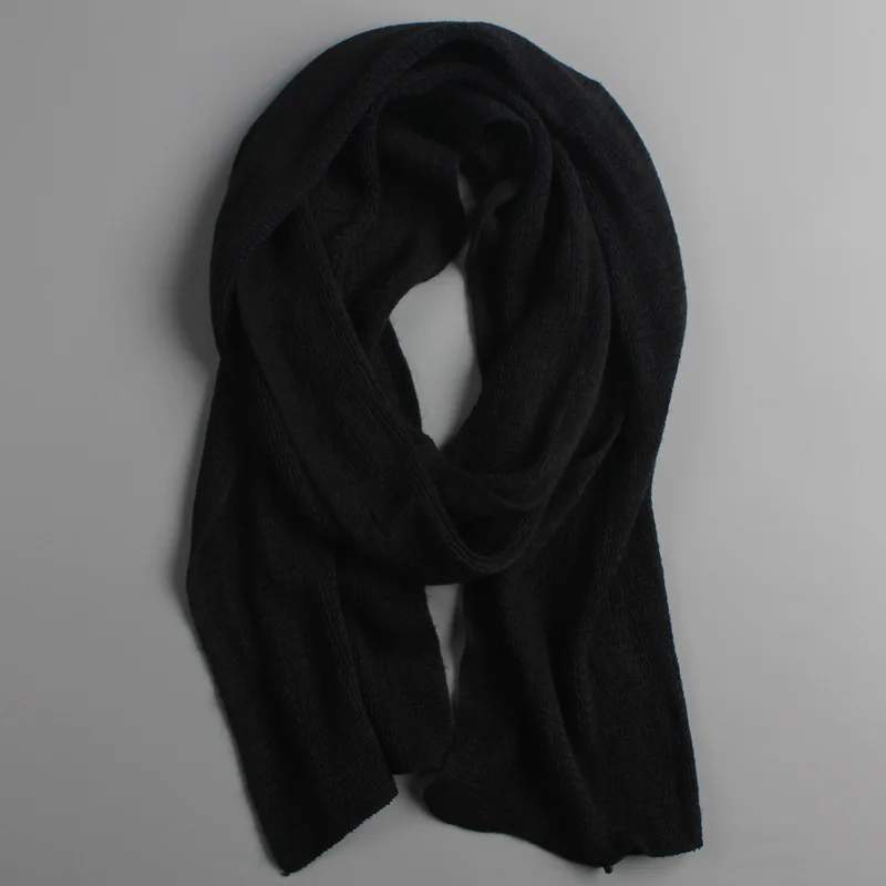 NEW arrived men scarf knit spring Unisex Thick Warm winter scarves long size male cashmere warmer women's scarves - Цвет: Черный