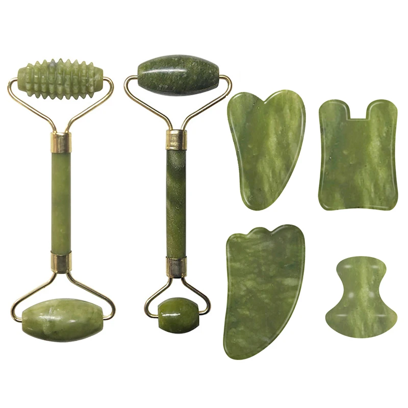 Rodillo de Jade Natural para masaje Facial, rascador de piedra auténtica, rodillo de Jade, tabla de masaje Guasha, envío directo
