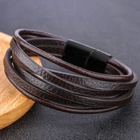 zoshi mens leather wrap bracelet cool genuine leather bracelet for women men multilayer braided rope bracelets