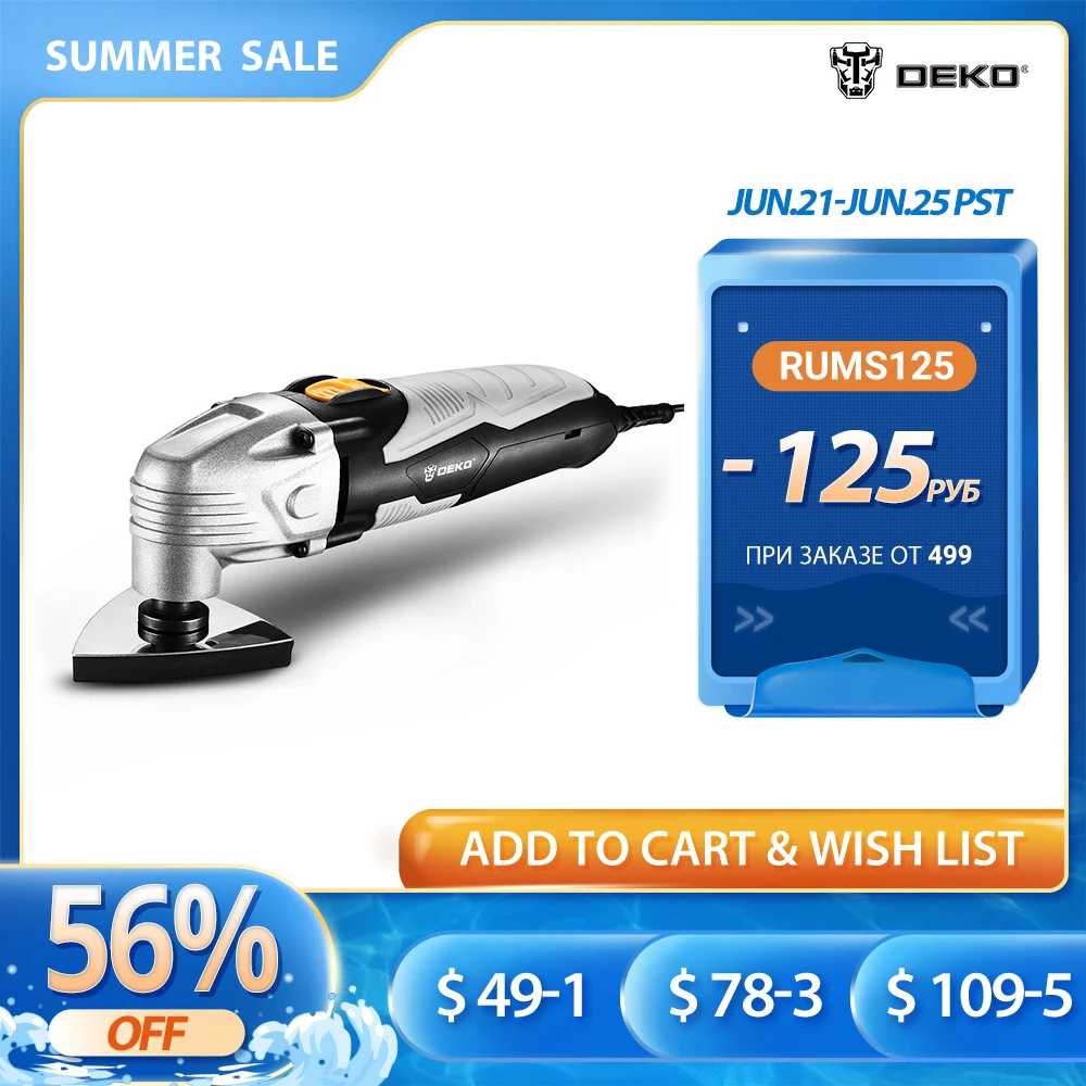 DEKO New 220V DKOM40LD1/2 Electric Multifunction Oscillating Tool Electric Trimmer Saw Variable Speed  with Accessories