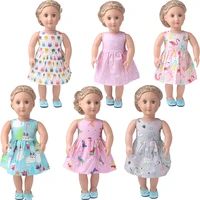 18 inch girls doll clothes summer print dress american newborn skirt baby toys fit 43 cm baby dolls c898