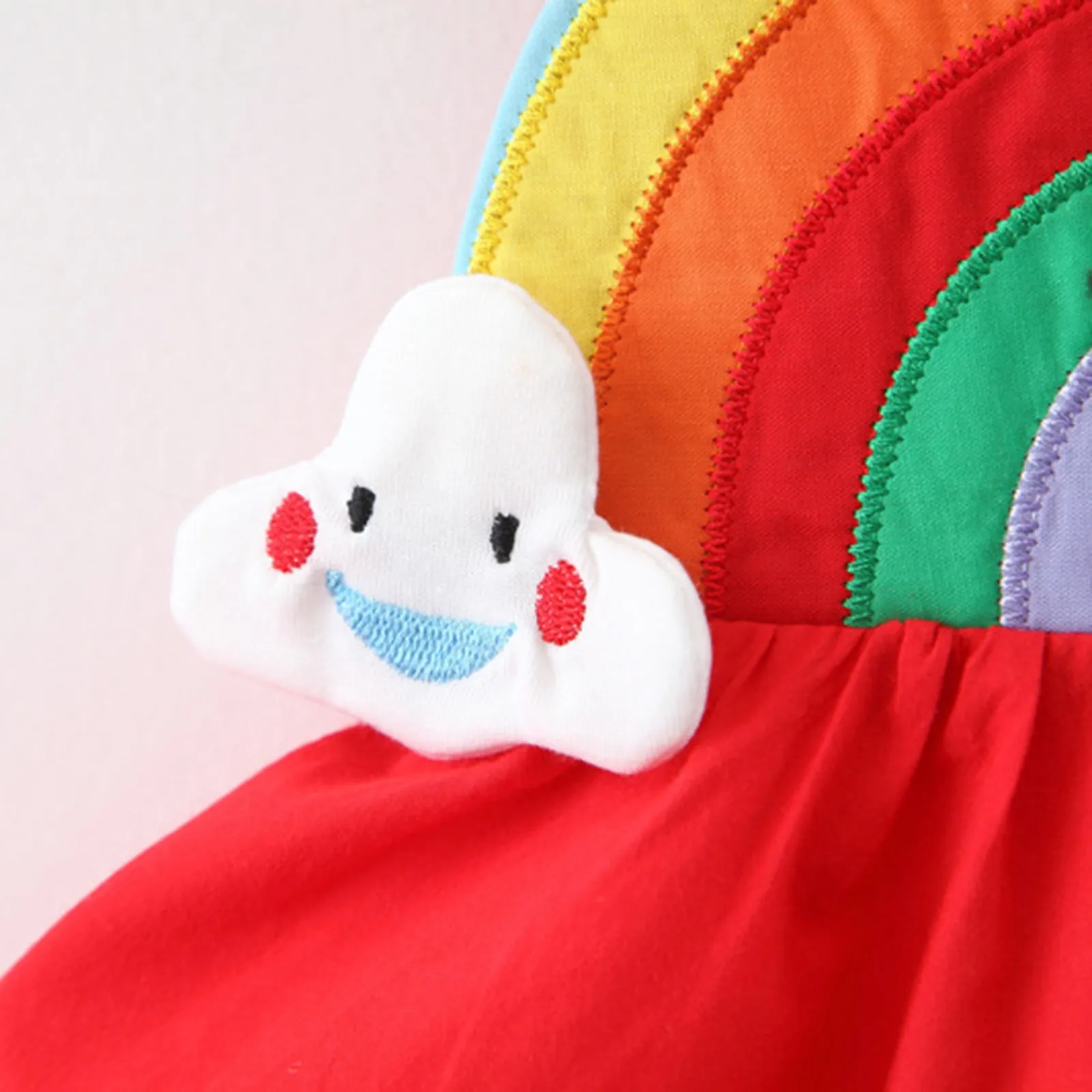 Детский летний комплект из 2 предметов корейское милое Радужное платье для