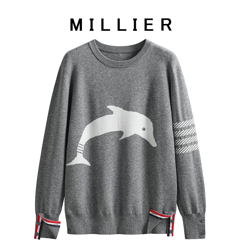

TB classic four-bar dolphin sweater women's fall/winter 2022 new embroidery inner bottoming shirt casual loose pullover