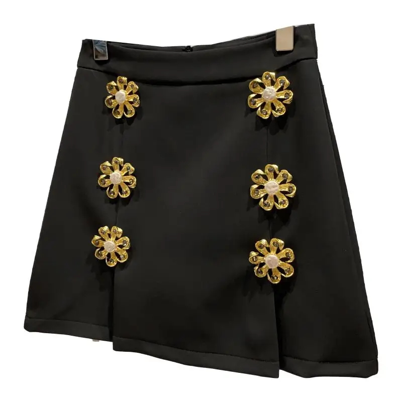 

Gold Diamond Big Flower Skirts Women 2021 Summer New Design Suit Buttock Skirt Female Bottom