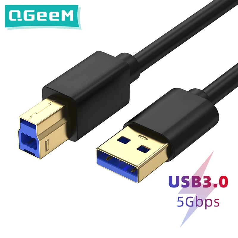 QGeeM supper Speed USB 3 0 кабель usb для принтера am to bm USB3.0 удлинитель провод Кабель HP|Кабели