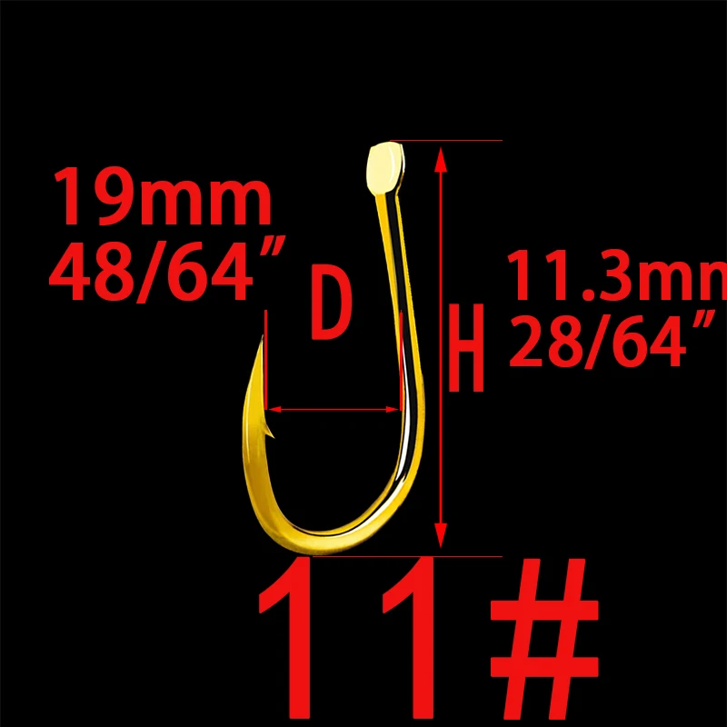 Barbed Golden 11 100 шт. крючки для ловли карпа с тефлоновым покрытием из высокоуглеродистой стали, матовые, черные, золотистые, с микро-зажимом, размер 1# до 13# рыболовный крючок для ловли карпа - Цвет: Barbed Golden 11