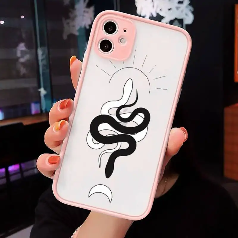 

animal black snake Terrible horror Phone Cases Matte Transparent For iPhone 12 Mini 11 Pro XR XS Max 7 8 Plus