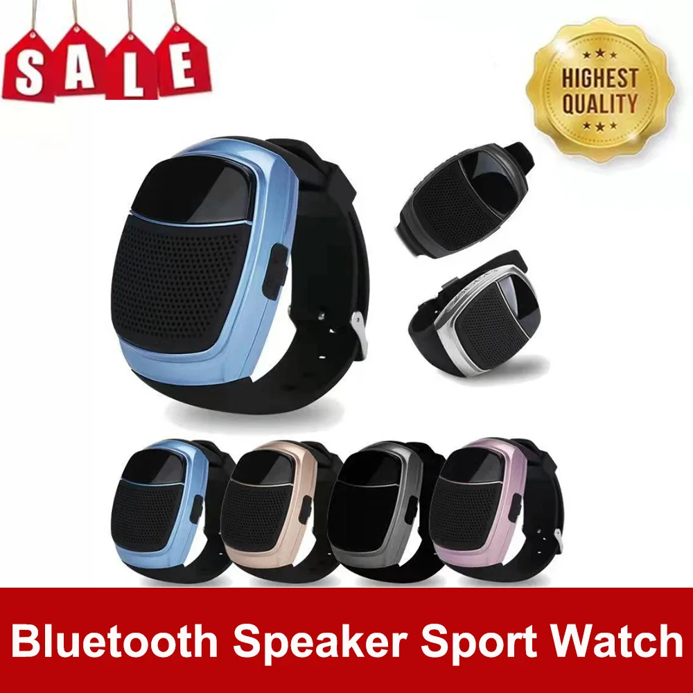 

B90 Bluetooth Speaker Sport Smart Watch Music Player Hands-Free Call Wireless Speakers Time Display Supports TF Card Playing FM