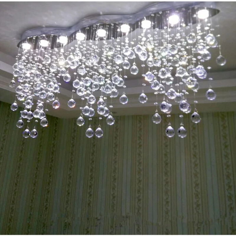 Большая Современная прямоугольная штора хрустальная люстра освещение для
