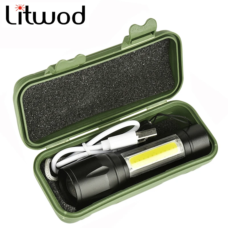 Мини светодиодная вспышка светильник встроенный 14500 Батарея фонарь COB супер