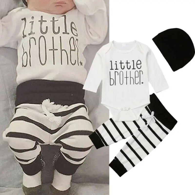

Newborn Baby Boy Bodysuit+Long Pants Striped Outfits Autumn Set Casual Clothes