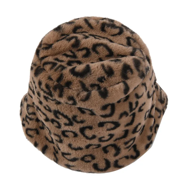 Женская зимняя Панама из искусственного меха с леопардовым принтом теплая