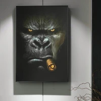 smoking gangster panda and monkey canvas painting on wall art posters and prints funny animal decor pictures for living room