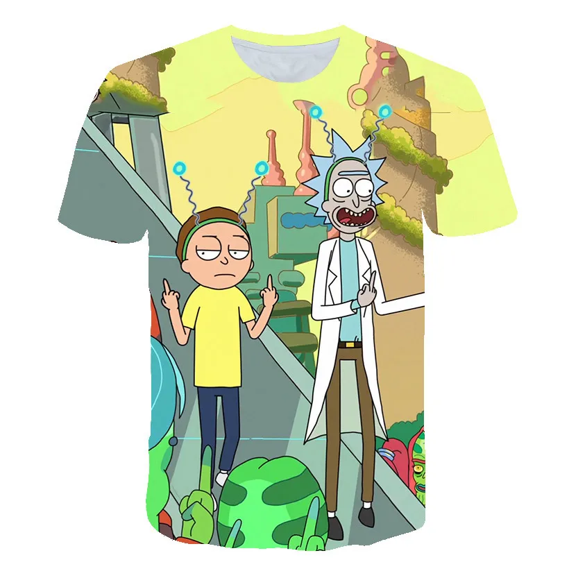 

European and American animation new Rick and modi3Dprinting men's and women's T-shirt O-neck short-sleeved hot-selling boys' top
