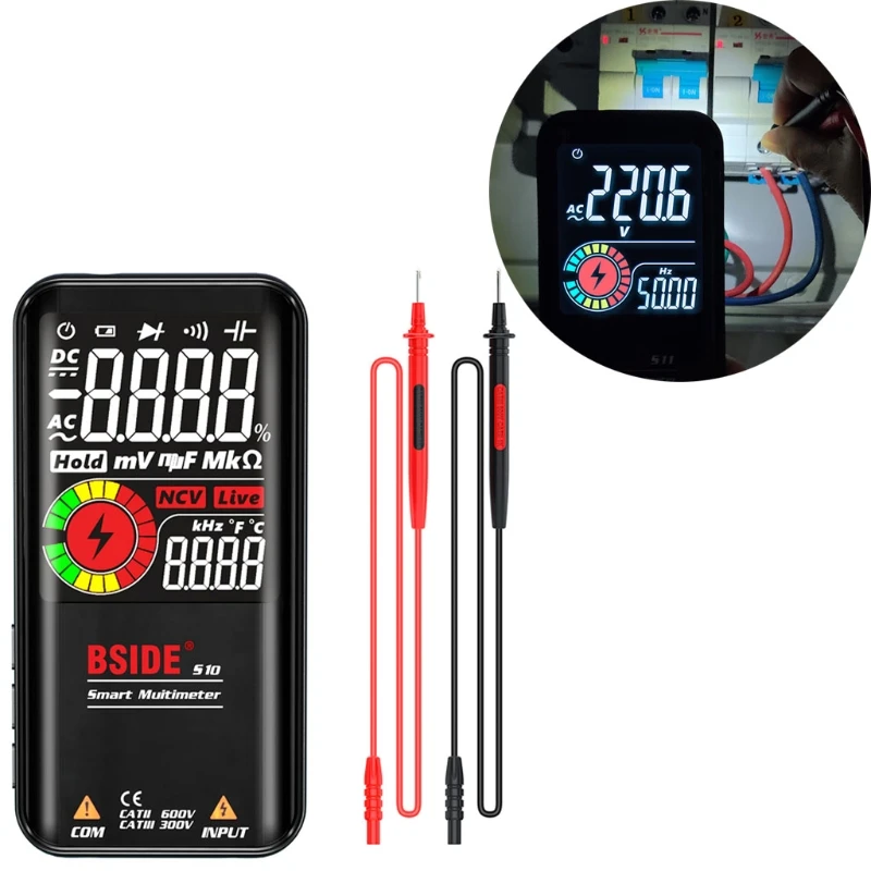 

G6DA B-SIDE S10 / S11 Digital Smart Multimeter Color LCD Display 9999 Digital Voltage Capacitor Ohm Diode NCV Hz Tester DMM