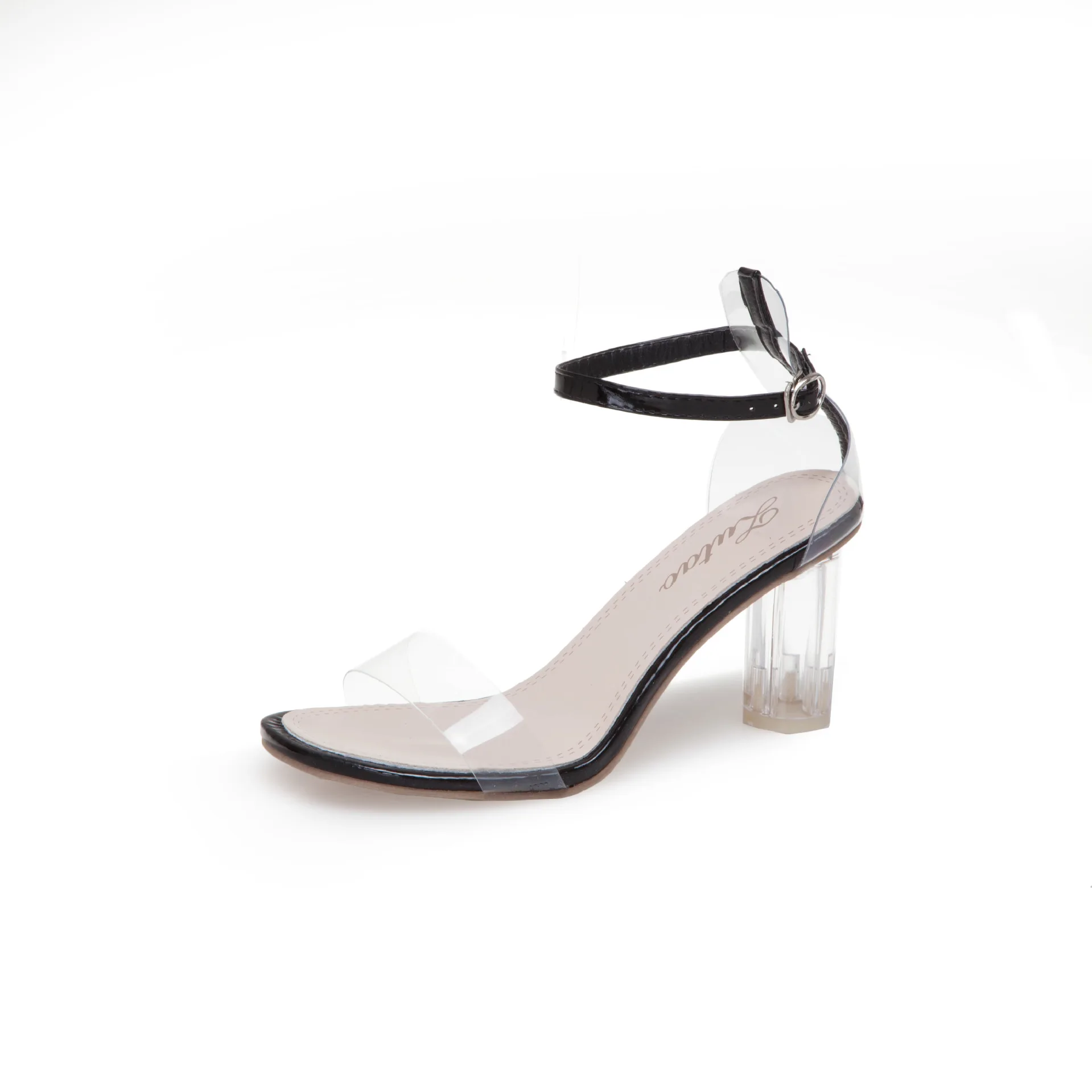 

Fashion Womens Shoes 2021 Female Sandal High Heels Buckle Luxury Girls New Comfort Rhinestone High-heeled Summer Plastic Beige