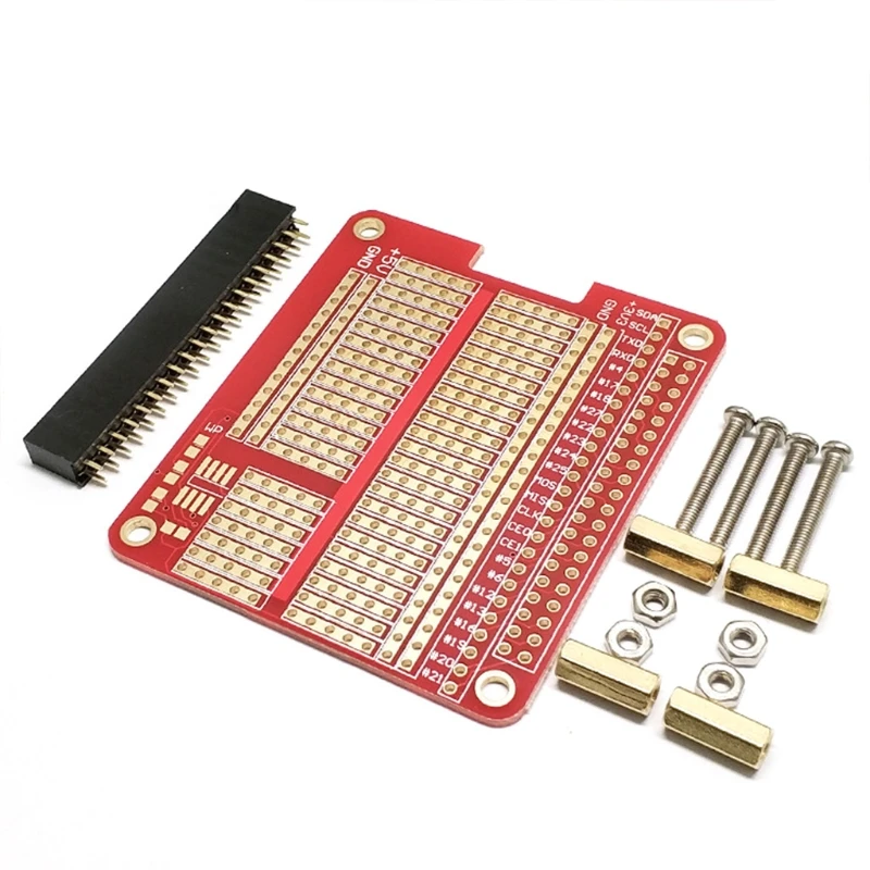 

4 Sets GPIO Breakout DIY Breadboard Shield Red Expansion Board Kit Compatible with Raspberry Pi 4 3 2 B+ A+