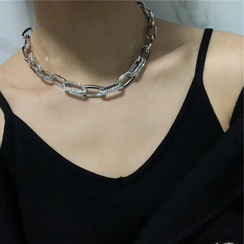 Модное Хрустальное толстое короткое ожерелье хипстерское для уличной съемки