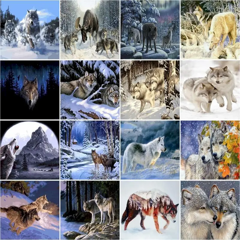 

SDOYUNO 40x50cm Oil Painting By Numbers Animal Home Living Room Art Craft DIY Coloring By Numbers Wolf Handpainted Gift