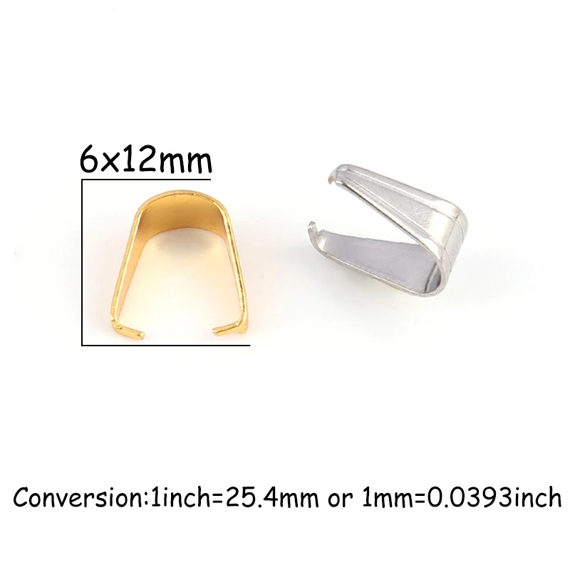 

30pcs 6x12mm Stainless Steel Hook Pendant Clasp Pinch Clips Bail Pendants Necklace for DIY Jewelry Findings Accessories