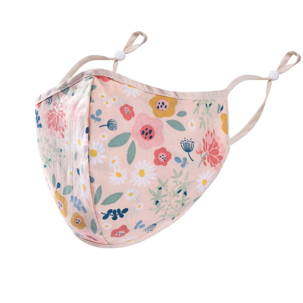 Модная женская Цветочная маска на лицо рот нос накладка регулируемый ремешок
