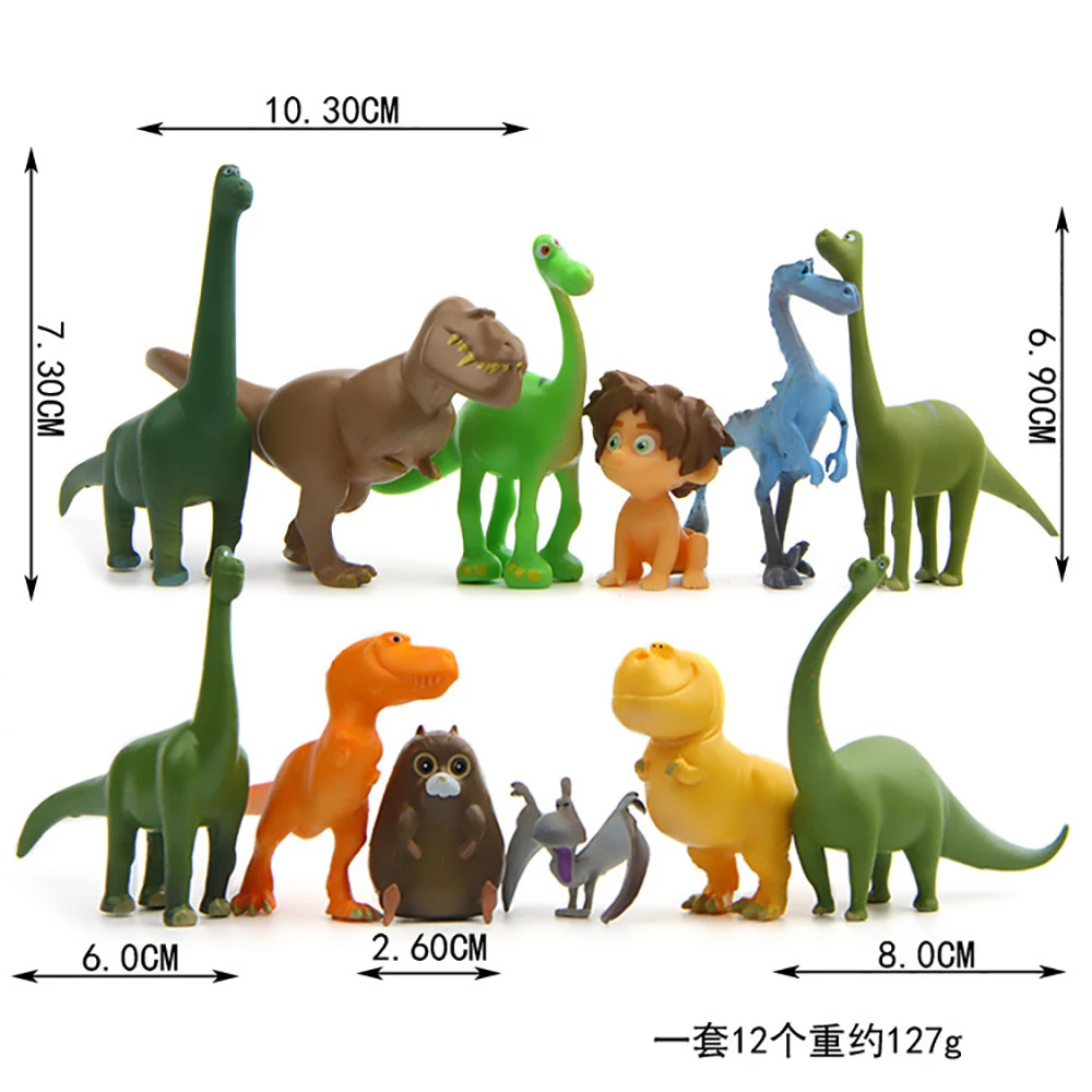 3-7cm 12 unids/lote pel&iacute;cula del buen dinosaurio de acci&oacute;n | PVC figuras de acci&oacute;n Arlo lugar Henry Butch Mini mu&ntilde;eca de juguete MODELO DE Topper de la torta-1