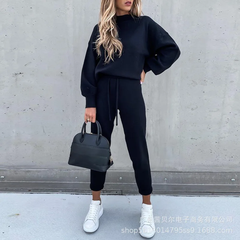 

Mandylandy Women Fashion Tracksuit 2 Pcs Set Casual Sport Pullover Tops Sweatshirt Outdoor Drawstring Waist Pants Suits Outfits