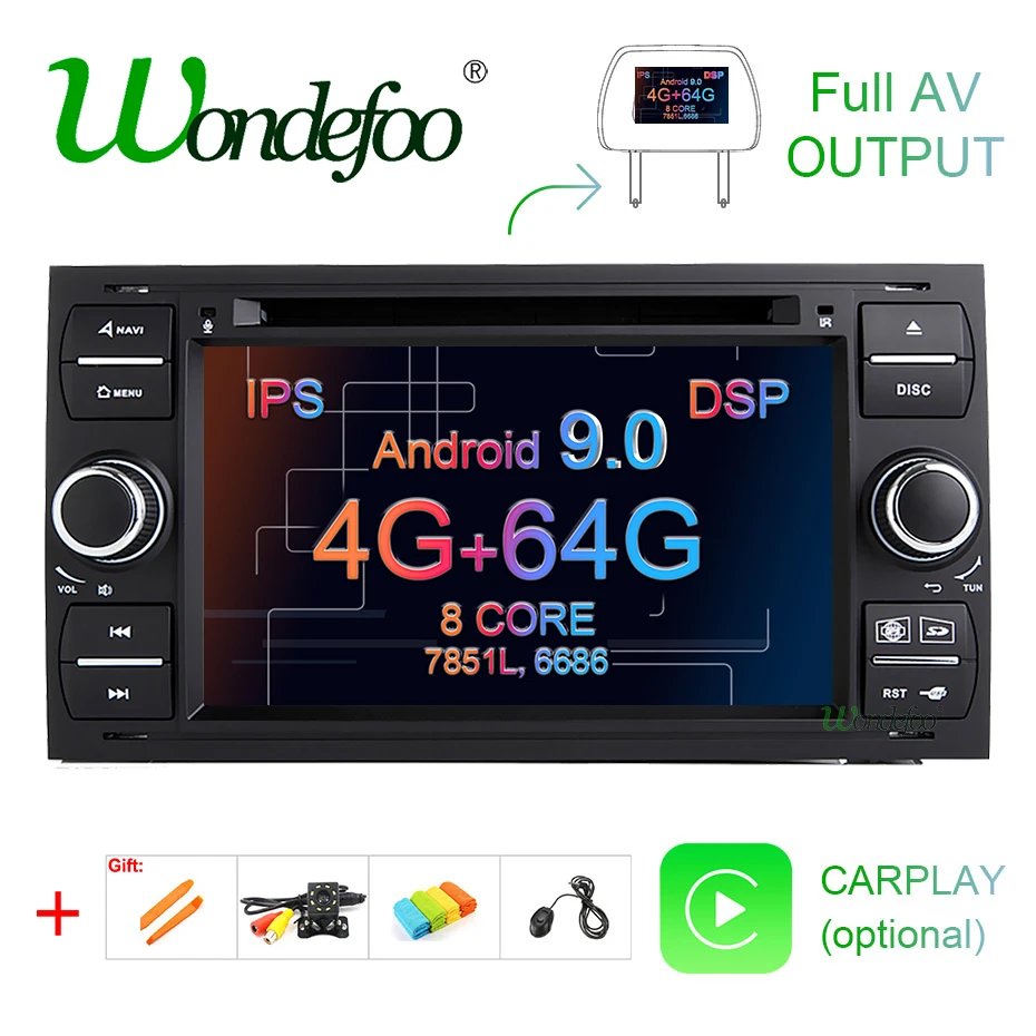 DSP ips 2 din Android 9,0 4G 64G Автомобильный gps для Ford Mondeo S-max Focus C-MAX Galaxy Fiesta transit Fusion подключение kuga dvd-плеер