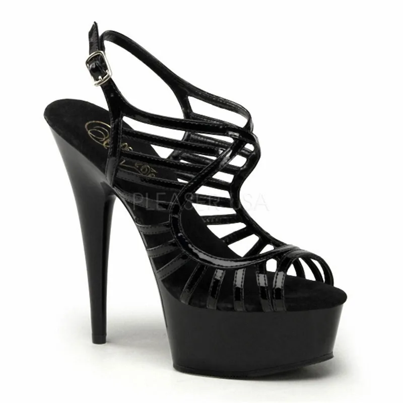 Новейшая пикантная обувь черного цвета из PU искусственной кожи на высоком