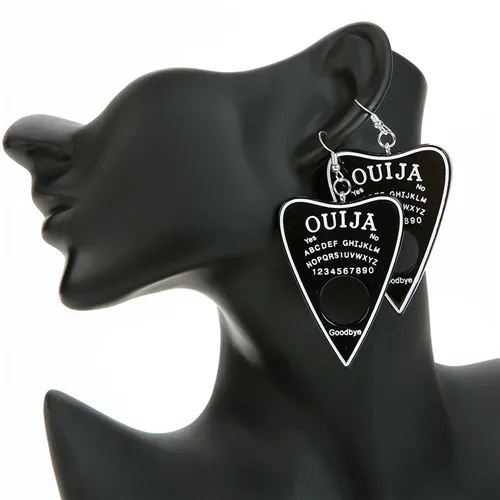 1 пара, женские серьги-капли, многоцветная смола, Ouija planchette, амулеты, полимерная серьга для подарка на день рождения, детские женские ювелирные изделия - Окраска металла: soild black