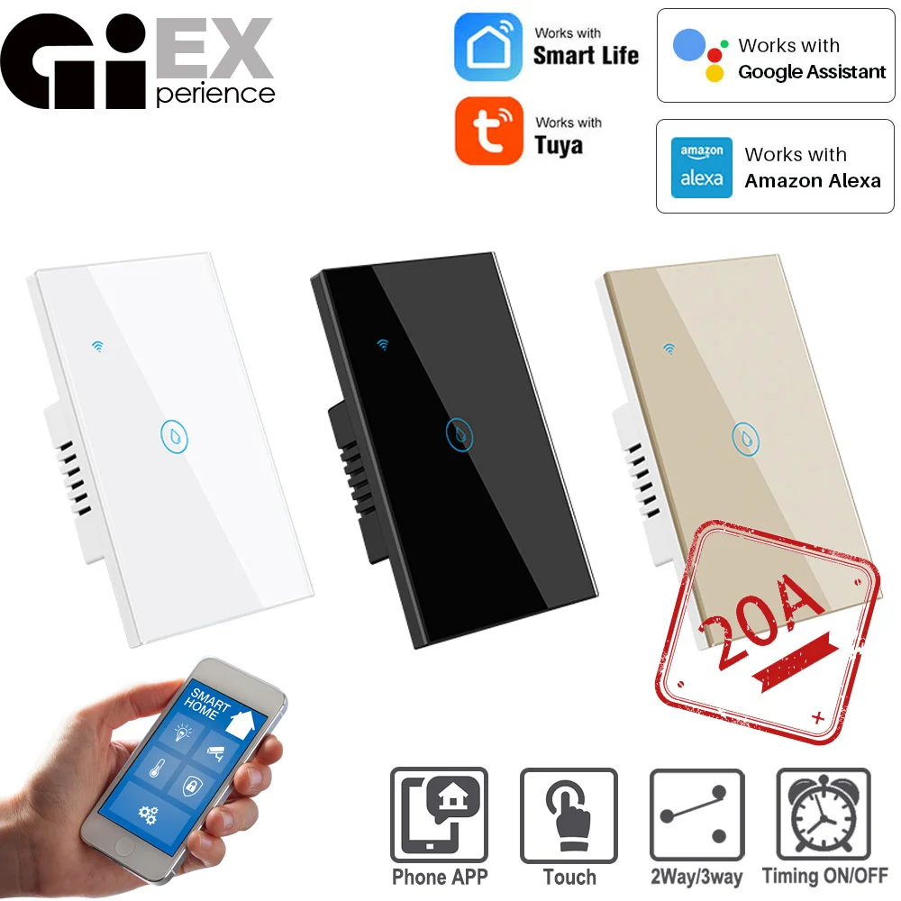 

Wi-Fi 20A США 118*72 мм Переключатель котла водонагреватель и кондиционер Smart Life Tuya APP Amazon Alexa Echo Google Home Voice