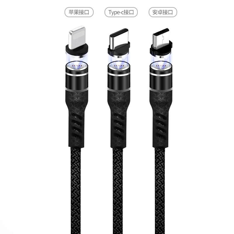 Высококачественный Магнитный USB кабель для передачи данных 3A iPhone XR X 7 8 Micro Type C