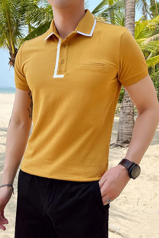 

British Style Men Shirs Short Sleeve Slim Fit Business Casual Shirts Social Street Wear Men Clothing Turndown Collar Tops