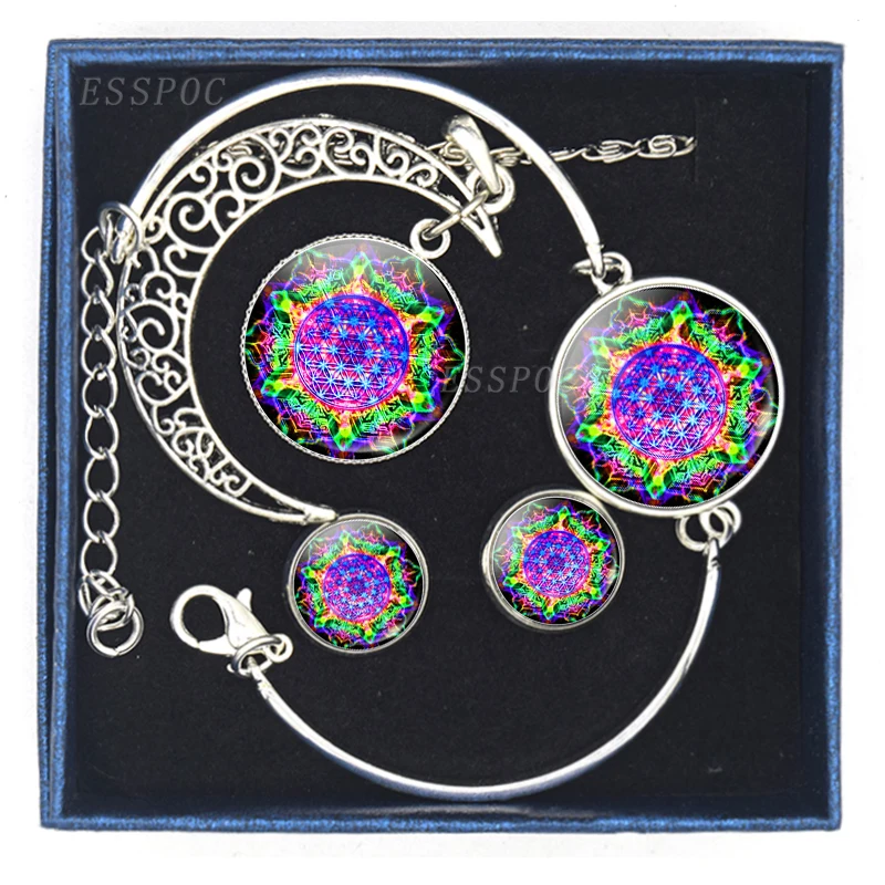 Набор ювелирных изделий с подвеской в виде цветка мандалы изящное ажурное