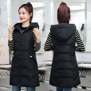 Женский зимний длинный жилет без рукавов, утепленный жилет с хлопковой подкладкой и большими карманами, kz038, 2021