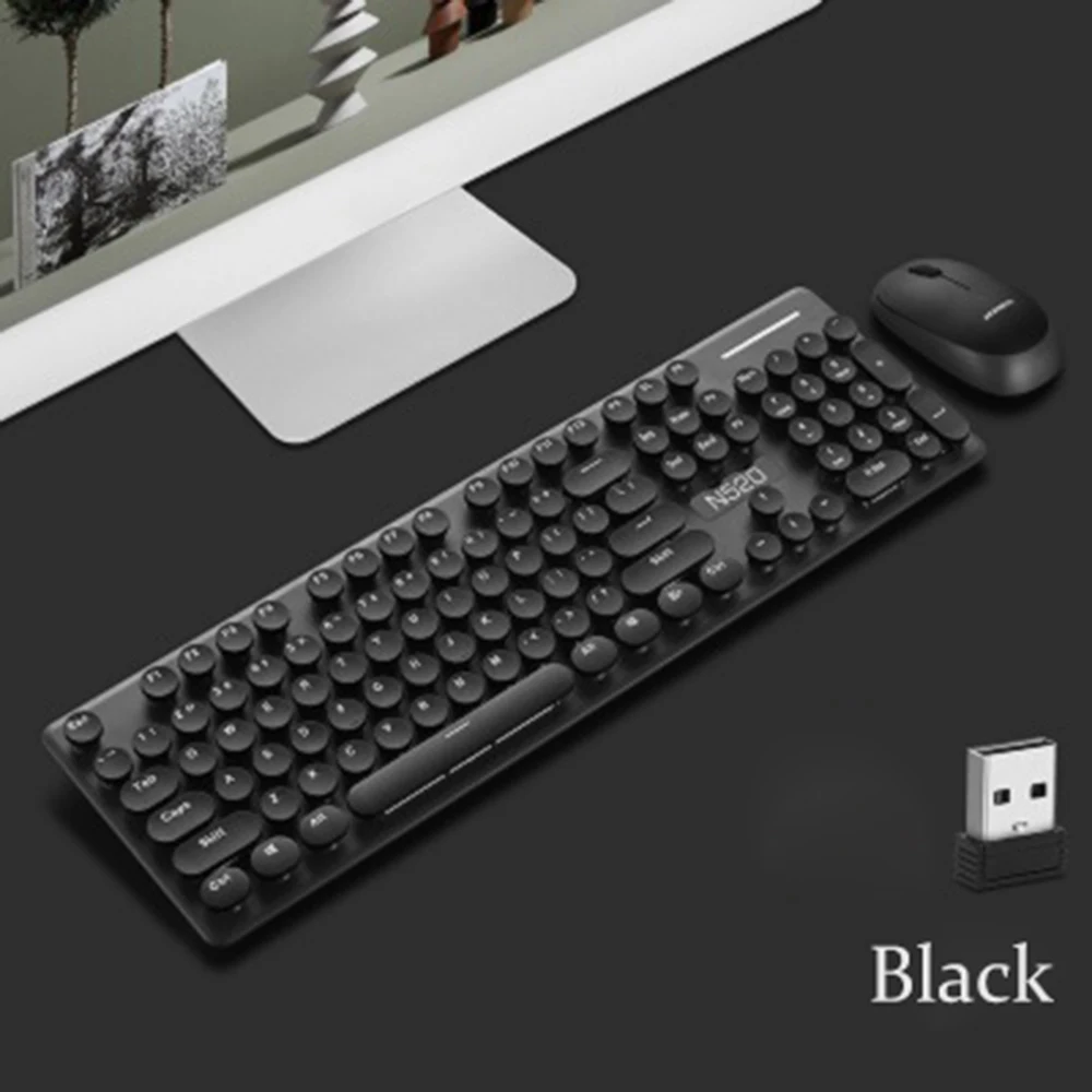 Игровая клавиатура беспроводная легкая Ретро панк и мышь набор Тихая Кнопка