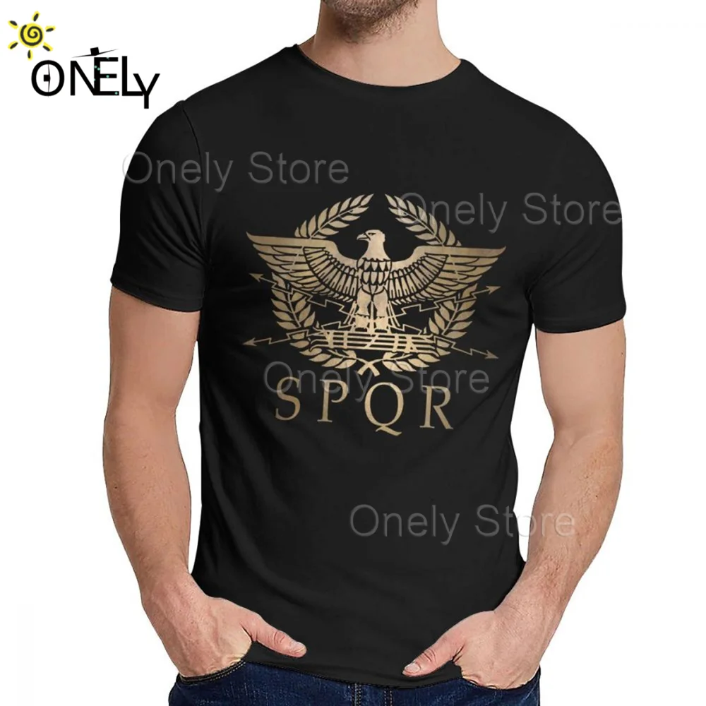 

SPQR Roman Empire Standard Shield Tee Shirt Crewneck Picture Custom Man's Retro Free Shipping US Size S-6XL Big Size T Shirt