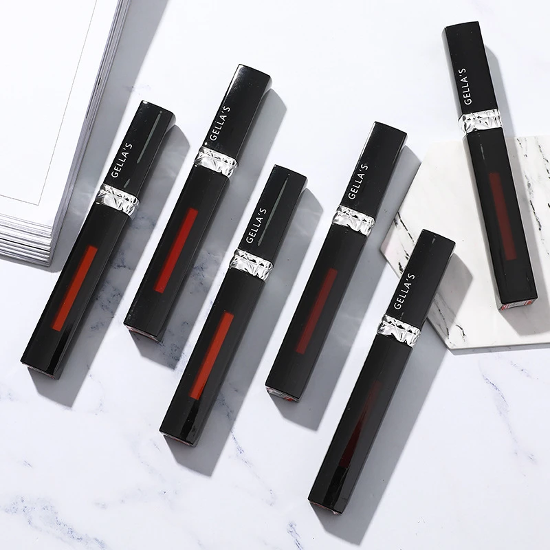 Глянцевый глянцевый блеск для губ стойкий антипригарный красного коричневого